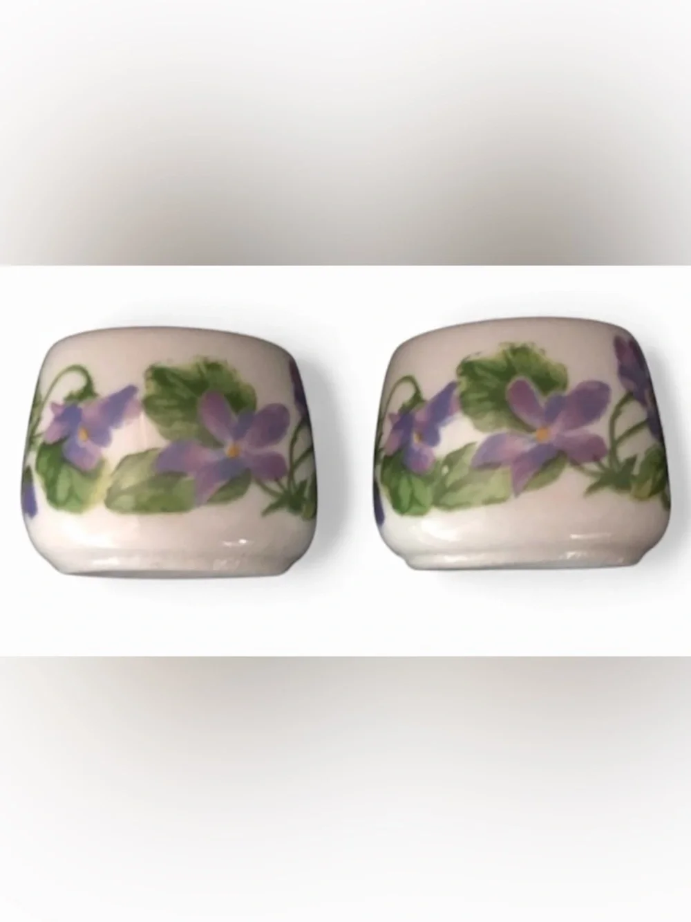 Vintage Miniature FUNNY DESIGN West Germany  floral candleholders - Violets